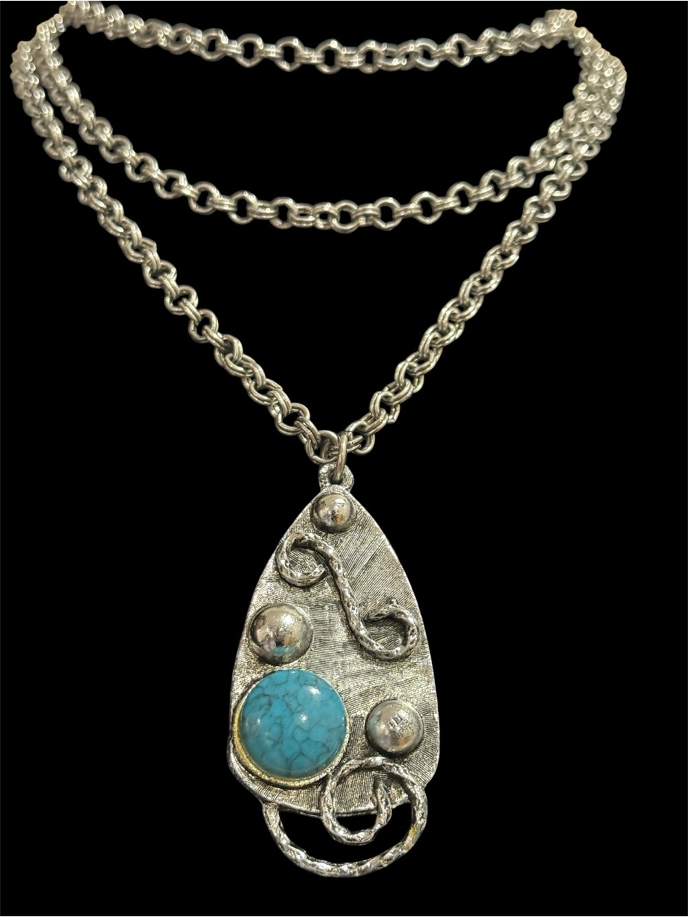 Vintage 55” Trifari Silver Chain Necklace with Pendant